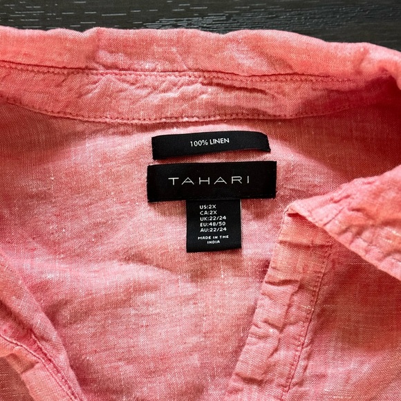 🍍TAHARI BUTTON SIDE LINEN TOP🍍SIZE 2X🍍 - Picture 4 of 6